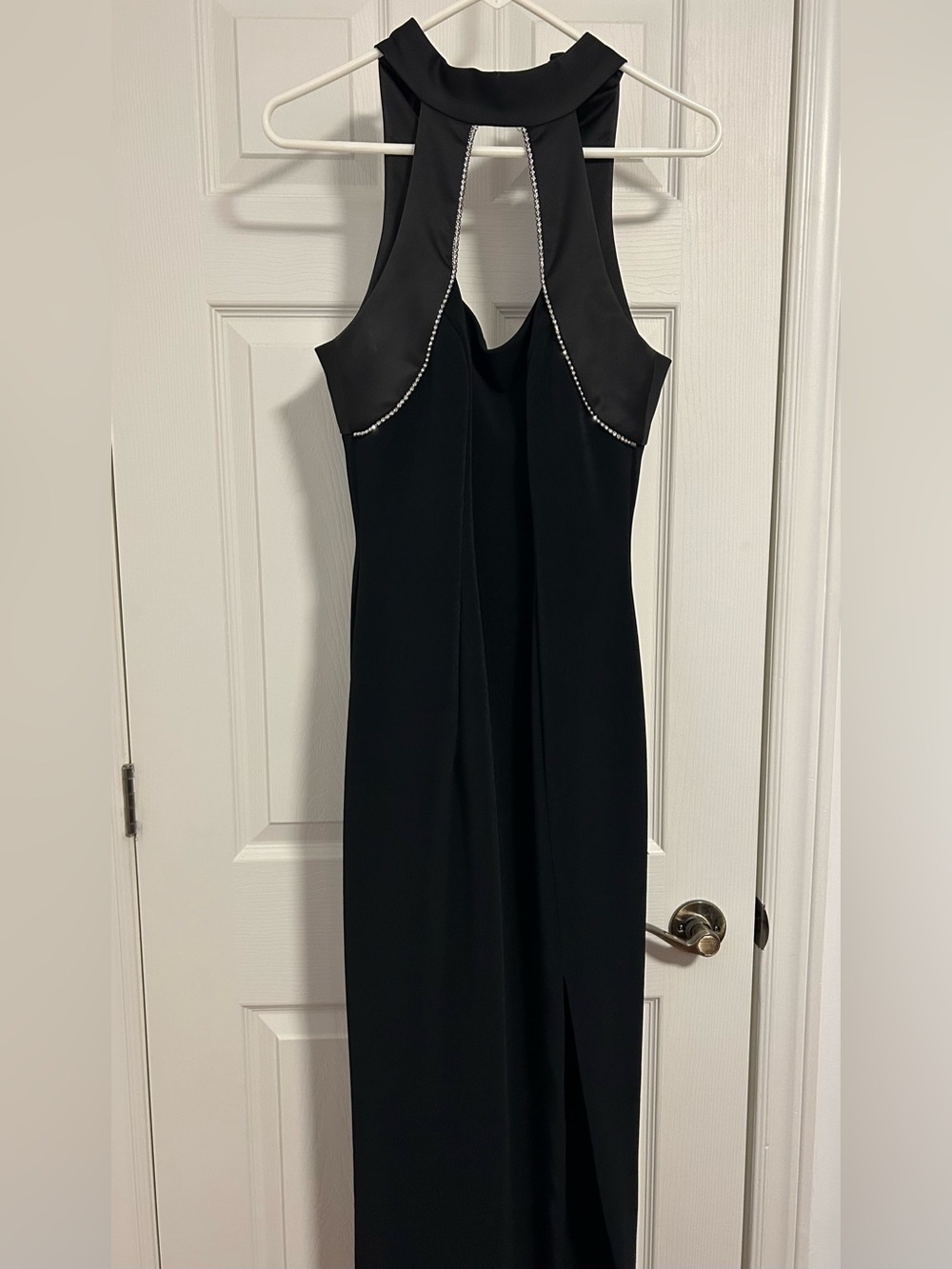 Black Evening Dress with Rhinestone Detail